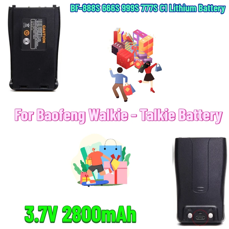 3.7V 2800mAh for Baofeng Walkie - Talkie Battery BF-888S 666S 999S 777S C1 Lithium Battery with TYPE-C Charging Interface
3.7V 2800mAh for Baofeng Walkie - Talkie Battery BF-888S 666S 999S 777S C1 Lithium Battery with TYPE-C Charging Interface