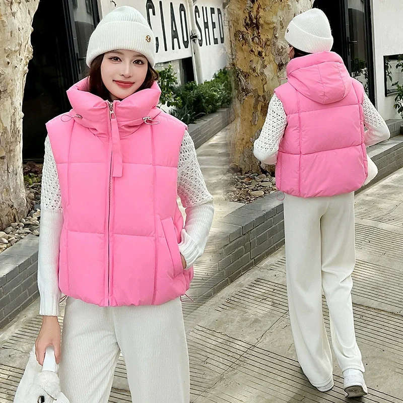 Winter Short Down Sleeveless Vest Women Warm Stand Collar Zipper Jacket Casual Fashion Quilted Cropped Coats Street Outerwears
Winter Short Down Sleeveless Vest Women Warm Stand Collar Zipper Jacket Casual Fashion Quilted Cropped Coats Street Outerwears