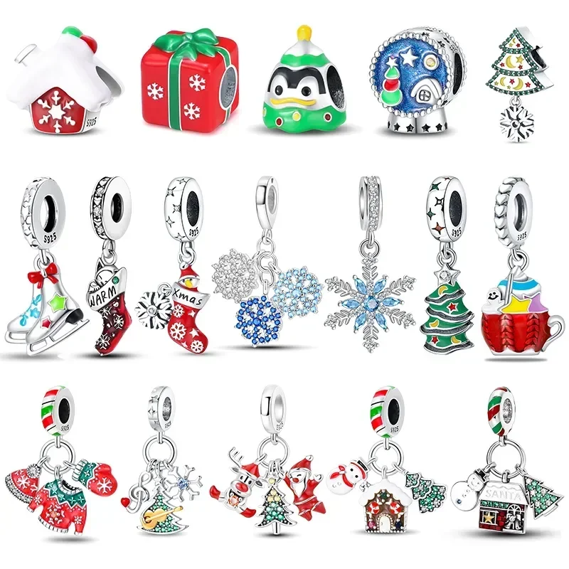 925 sterling silver snowflake Christmas tree ski boots fit original Pandora bracelet charm bead necklace Diy female jewelry
925 sterling silver snowflake Christmas tree ski boots fit original Pandora bracelet charm bead necklace Diy female jewelry