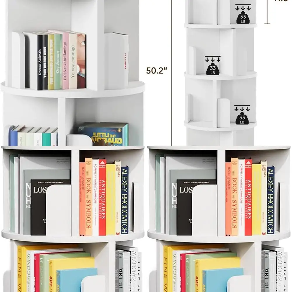 Rotating Bookshelf, 360° Rotating Bookcase for Small Space, Corner Bookcase for Bedroom, Living Room, Study Room, 4 Tier, White
Rotating Bookshelf, 360° Rotating Bookcase for Small Space, Corner Bookcase for Bedroom, Living Room, Study Room, 4 Tier, White