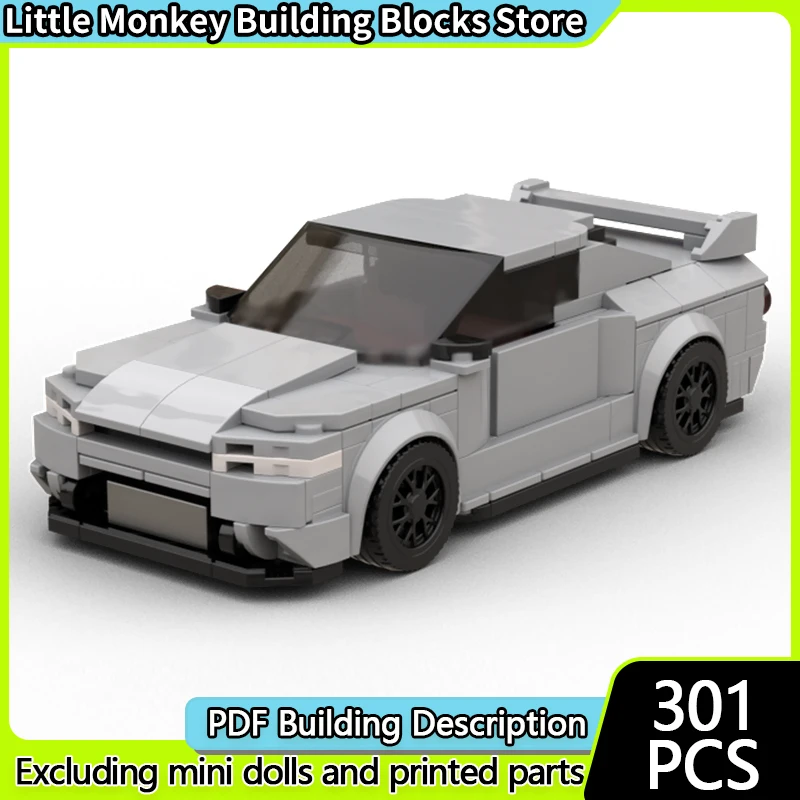 Speed Racing Car Model MOC Building Bricks R32 GTR Top Tier Sports Car Modular Technology Children Holiday Gifts Assemble Toys