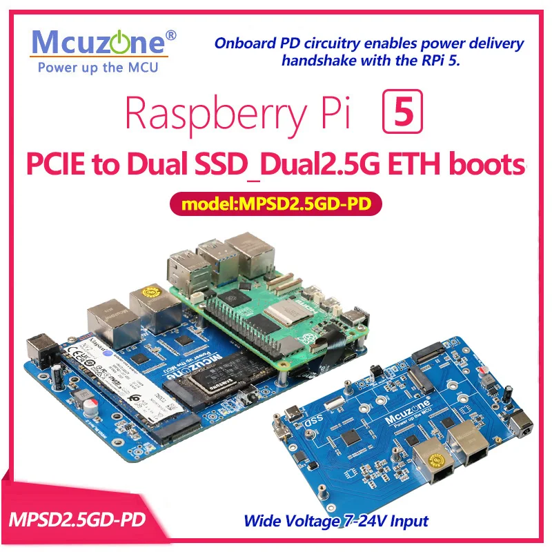 model:MPSD2.5GD-PD, Raspberry Pi 5 PCIE to Dual SSD_Dual 2.5G ETH boots, driver free for RPi OS and openWRT
model:MPSD2.5GD-PD, Raspberry Pi 5 PCIE to Dual SSD_Dual 2.5G ETH boots, driver free for RPi OS and openWRT