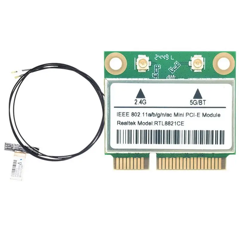 RTL8821CE 2.4G/5G Dual-Band Mini PCI-E Wifi Wireless Network Card Bluetooth 4.2 WIFI Module Wi-Fi Adapter With Antenna
RTL8821CE 2.4G/5G Dual-Band Mini PCI-E Wifi Wireless Network Card Bluetooth 4.2 WIFI Module Wi-Fi Adapter With Antenna