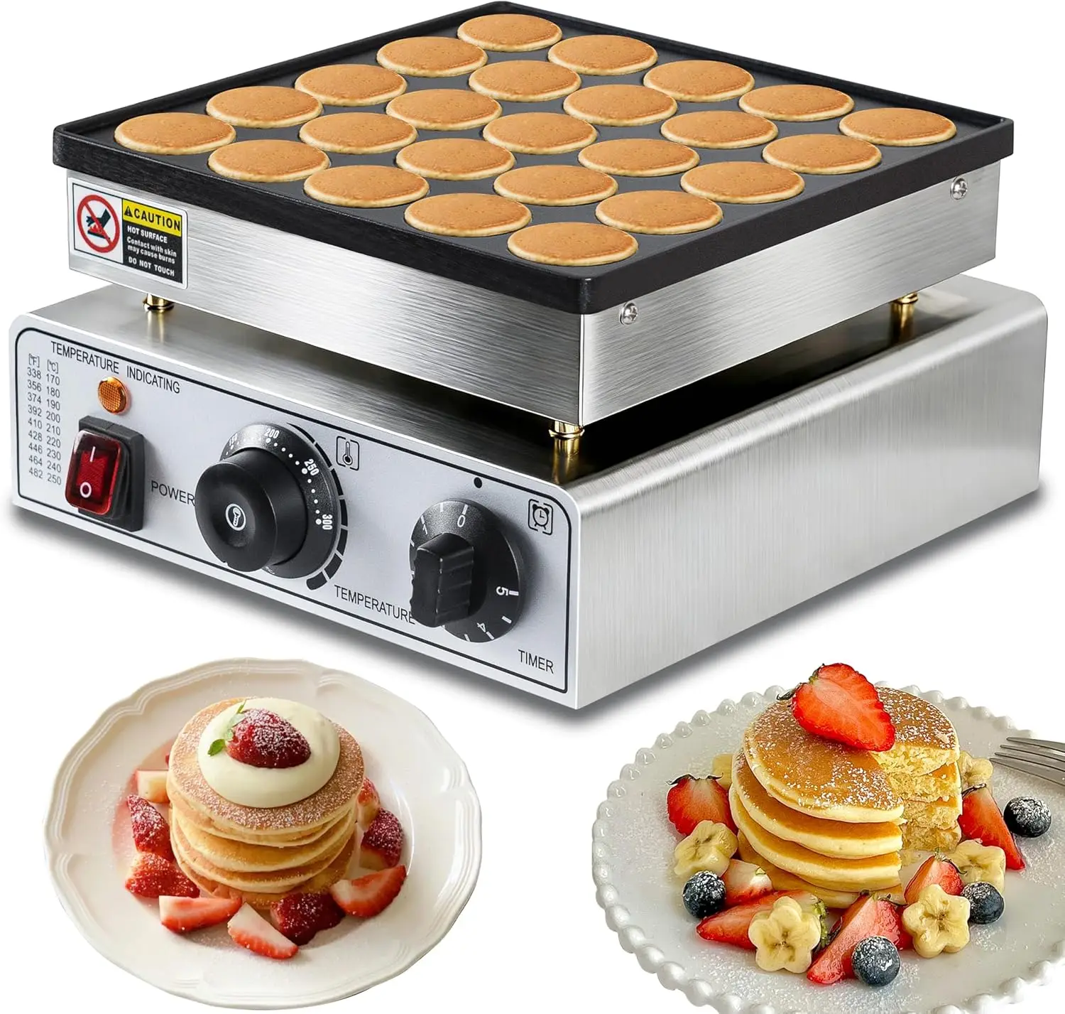 Mini Pancake Maker Machine, 950W Electric Dutch Pancakes Maker with Non-Stick Surface for Restaurant Use
Mini Pancake Maker Machine, 950W Electric Dutch Pancakes Maker with Non-Stick Surface for Restaurant Use
