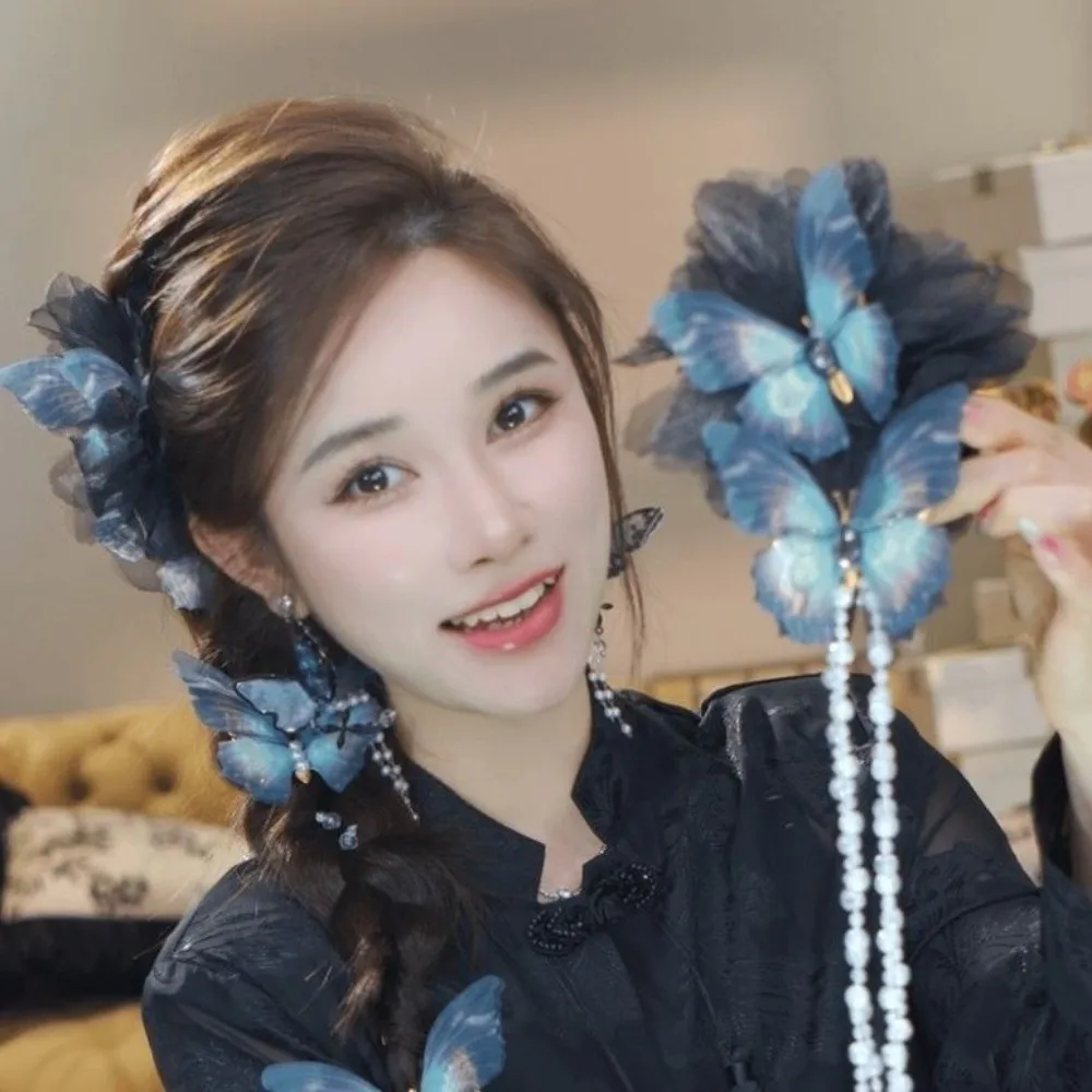 Elegant Butterfly Tassel Hair Claw Clips Large Size Plastic Moonlight Tulle Shark Clips Black Blue Beads Ancient Style Hairgrips
Elegant Butterfly Tassel Hair Claw Clips Large Size Plastic Moonlight Tulle Shark Clips Black Blue Beads Ancient Style Hairgrips