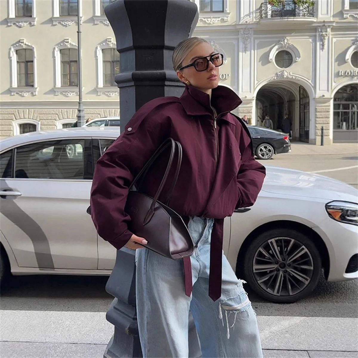 2025 Fashion Wine Red Zipper Chic Overcoat Autumn Winter Women's New Solid Loose Stand Up Collar Short Jacket Street Style Coat
2025 Fashion Wine Red Zipper Chic Overcoat Autumn Winter Women's New Solid Loose Stand Up Collar Short Jacket Street Style Coat