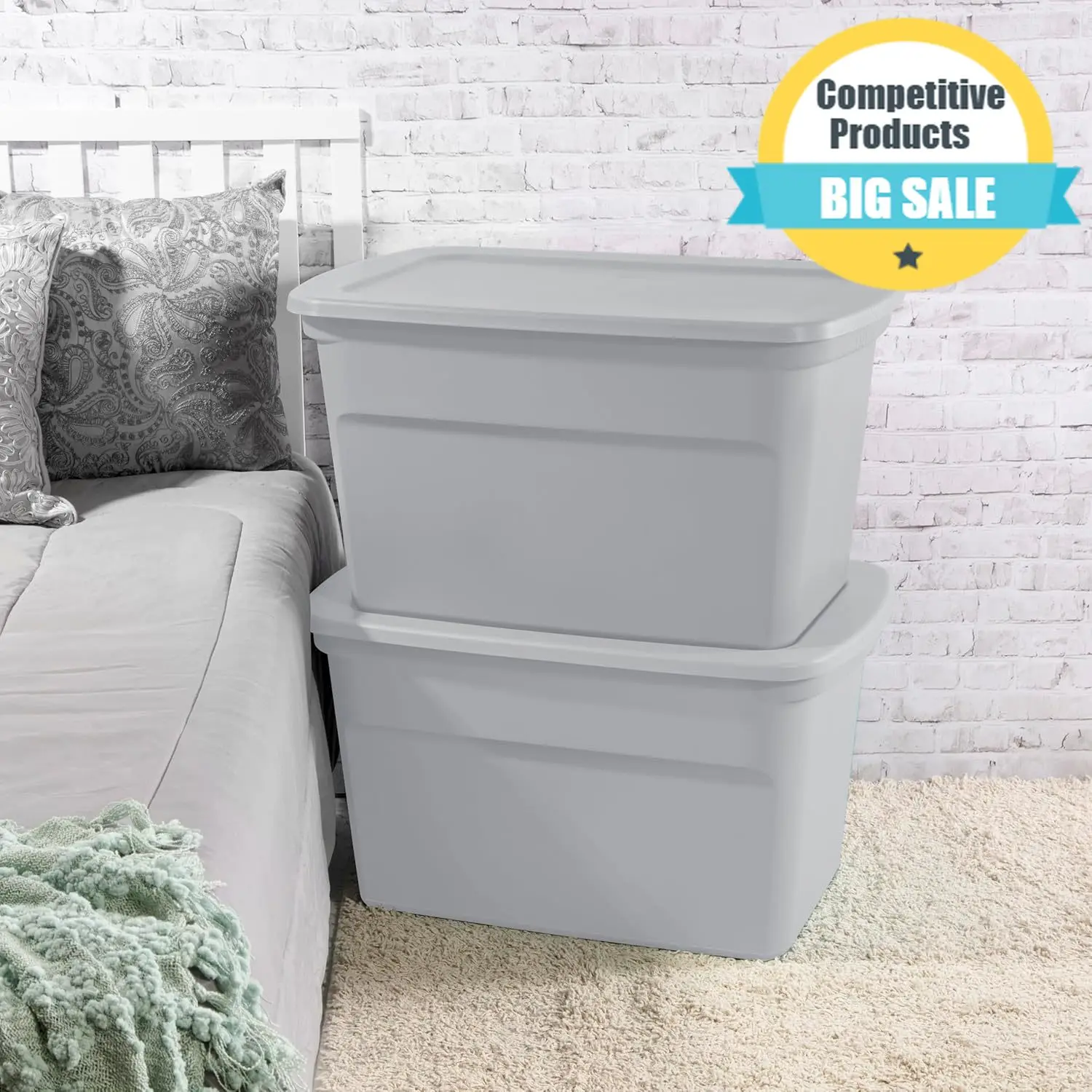 Durable 30 Gal Storage Tote, Stackable Bin With Lid, Plastic Container To Organize Clothes, Blankets In Closet, Basement, Gray B
Durable 30 Gal Storage Tote, Stackable Bin With Lid, Plastic Container To Organize Clothes, Blankets In Closet, Basement, Gray B