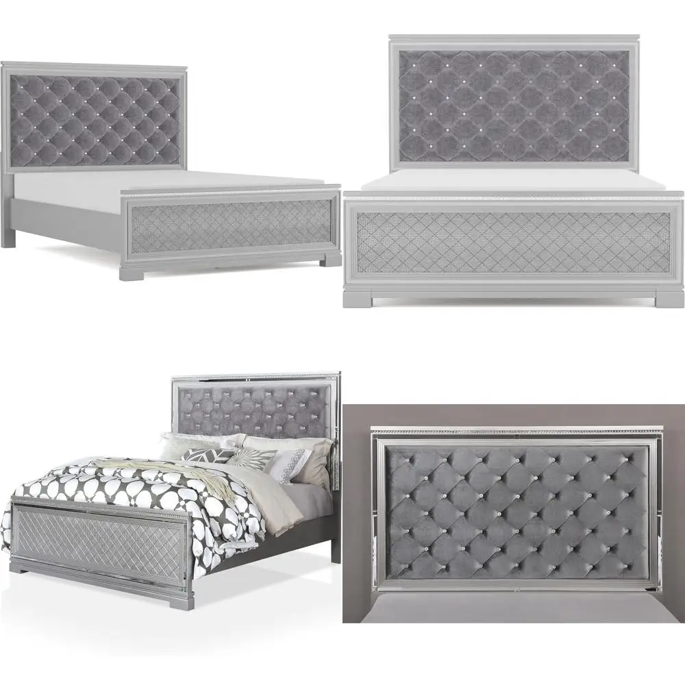Кровать размера Queen-size с тканевой обивкой и пуговичной отделкой, в комплекте с необходимым основанием-боксом, подходит для спальни или гостевой комнаты, серебристо-серая.
Кровать размера Queen-size с тканевой обивкой и пуговичной отделкой, в комплекте с необходимым основанием-боксом, подходит для спальни или гостевой комнаты, серебристо-серая.