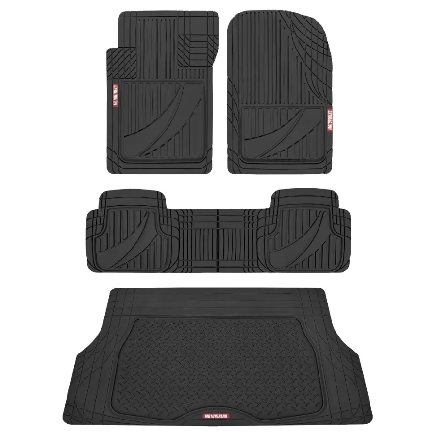 FlexTough Advanced Performance Car Floor Mats and Cargo Liner - 4pc HD Rubber Floor Mats and Trunk Mat for Car SUV Van Auto
FlexTough Advanced Performance Car Floor Mats and Cargo Liner - 4pc HD Rubber Floor Mats and Trunk Mat for Car SUV Van Auto