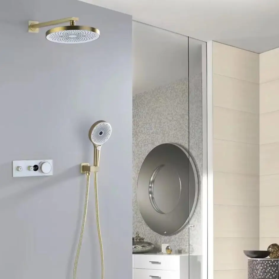 brushed gold Thermostatic Digital Display Shower Faucet Set/Shower Spout Faucet/Bathroom Shower Faucet Set,Rain Shower Column
brushed gold Thermostatic Digital Display Shower Faucet Set/Shower Spout Faucet/Bathroom Shower Faucet Set,Rain Shower Column
