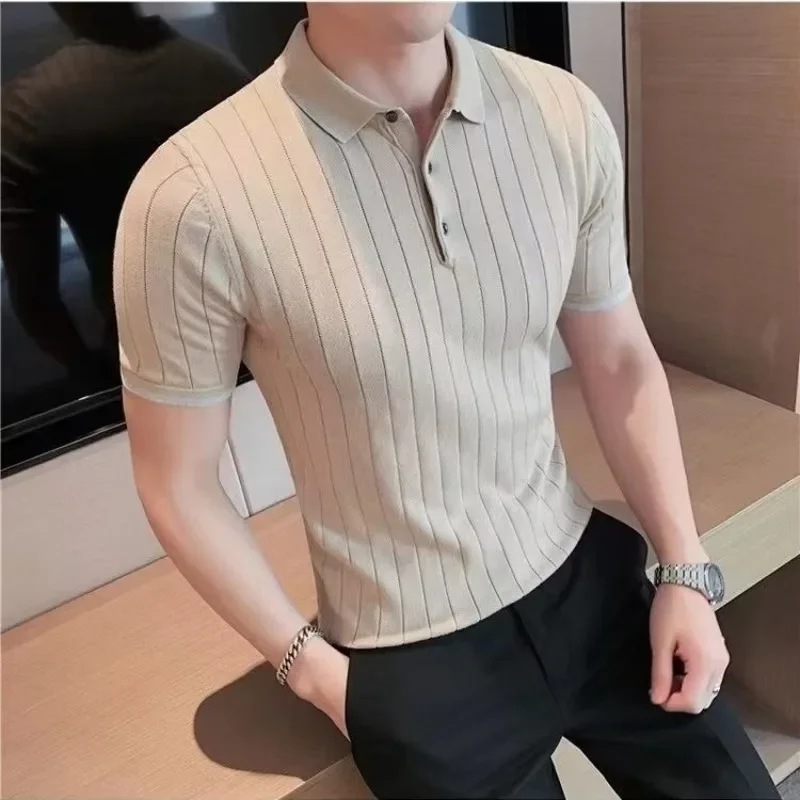 Plain Striped Black Male Polo Shirts Skinny Short Quarter Sleeve Casual Party Cheap Clothes Hot Summer Mens with Collar T-shirt
Plain Striped Black Male Polo Shirts Skinny Short Quarter Sleeve Casual Party Cheap Clothes Hot Summer Mens with Collar T-shirt