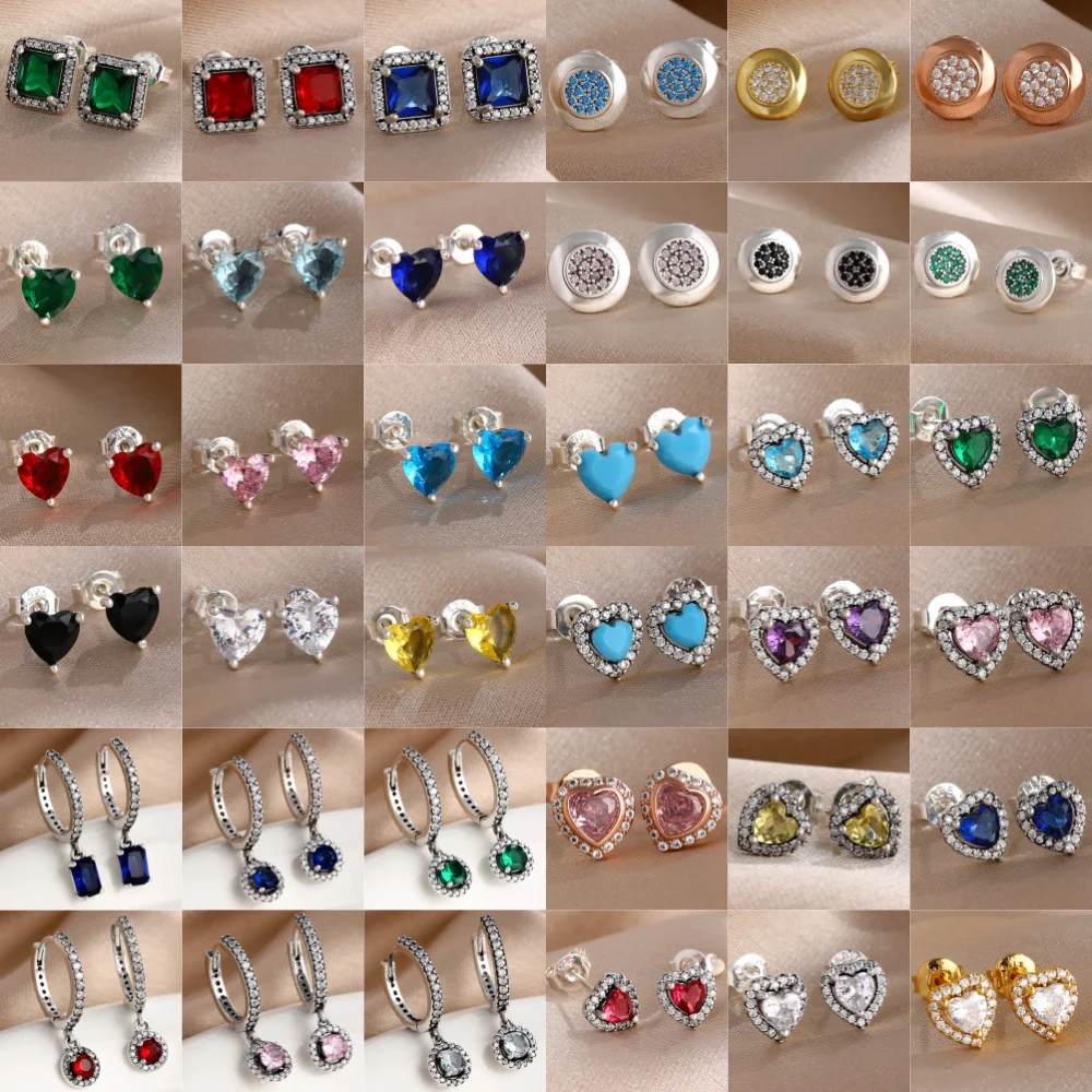 Fashionable 925 Silver,Red,Pink,Blue Heart-Shaped Square Earrings Suitable for European Women's Exquisite High-Quality Jewelry
Fashionable 925 Silver,Red,Pink,Blue Heart-Shaped Square Earrings Suitable for European Women's Exquisite High-Quality Jewelry 