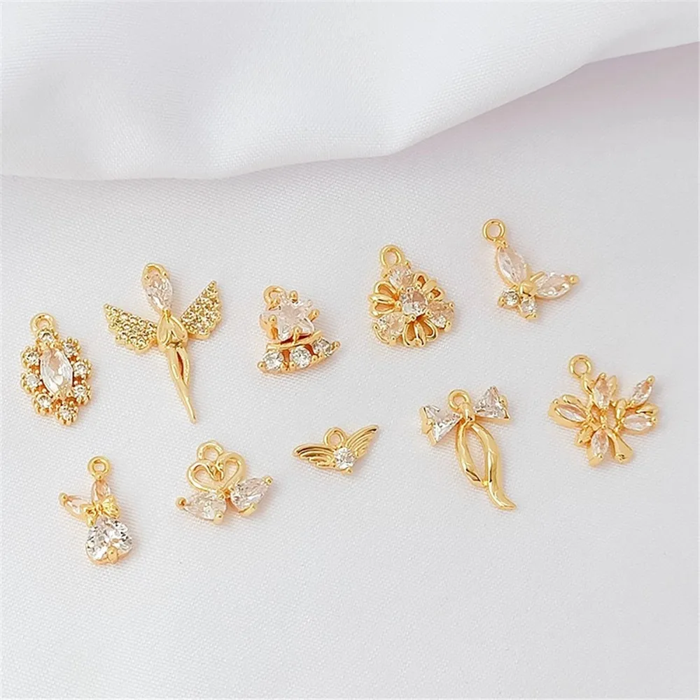 14K Gold-plated and Zirconium-inlaid Angel Flower Butterfly Pendant Diy Bracelet Necklace Handcrafted Accessory Material
14K Gold-plated and Zirconium-inlaid Angel Flower Butterfly Pendant Diy Bracelet Necklace Handcrafted Accessory Material