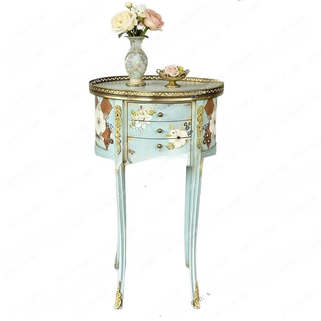 L hand-painted living room light luxury coffee table solid wood small round table storage storage painting
L hand-painted living room light luxury coffee table solid wood small round table storage storage painting