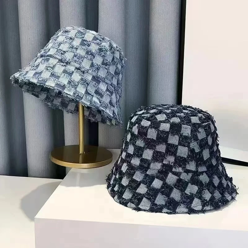 Foldable Checkerboard Fisherman Hat Washed Denim Bucket Hats Unisex Fashion Caps Hip Hop Streetwear Men Women Panama Bucket Cap
Foldable Checkerboard Fisherman Hat Washed Denim Bucket Hats Unisex Fashion Caps Hip Hop Streetwear Men Women Panama Bucket Cap