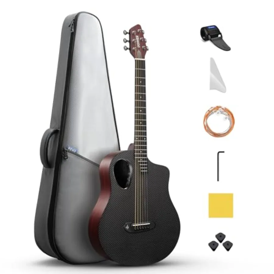 Carbon Wood Acoustic Electric Guitar Bundle for Beginner Intermediate: 38 Inch, Built-in Pickups, Natural Finish, Lightweight a
Carbon Wood Acoustic Electric Guitar Bundle for Beginner Intermediate: 38 Inch, Built-in Pickups, Natural Finish, Lightweight a