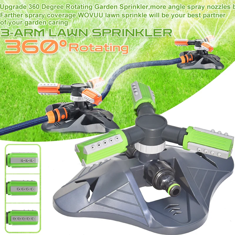Garden Sprinklers 3 Arm 360°Lawn Automatic Rotating Sprinkler Automatic Rotating Water Sprayer Watering Irrigation Device
Garden Sprinklers 3 Arm 360°Lawn Automatic Rotating Sprinkler Automatic Rotating Water Sprayer Watering Irrigation Device