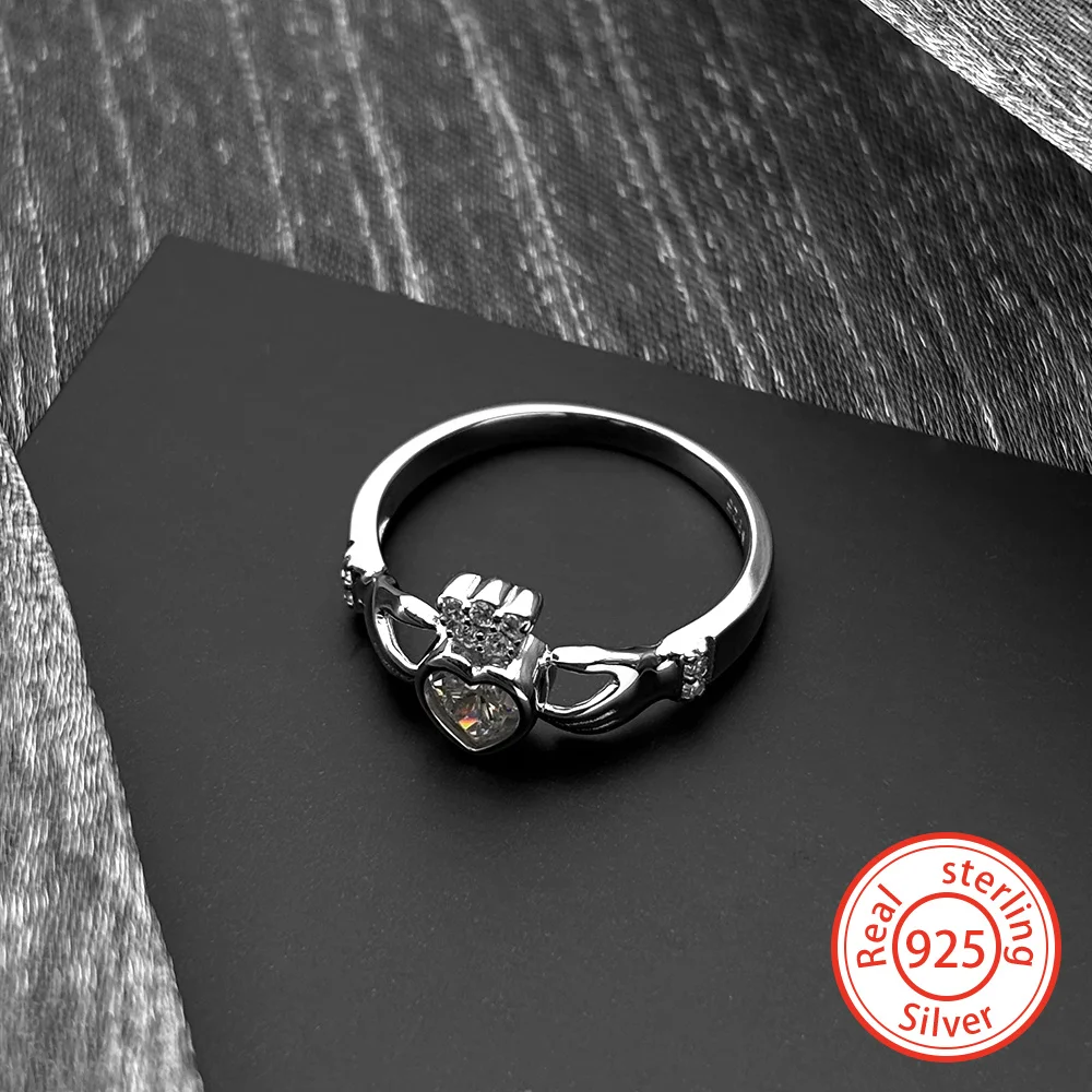 925 Sterling Silver Irish Claddagh Zircons Ring for Women Men Charms Heart Crown Finger Rings Wedding Promise Love Jewelry Gift
925 Sterling Silver Irish Claddagh Zircons Ring for Women Men Charms Heart Crown Finger Rings Wedding Promise Love Jewelry Gift