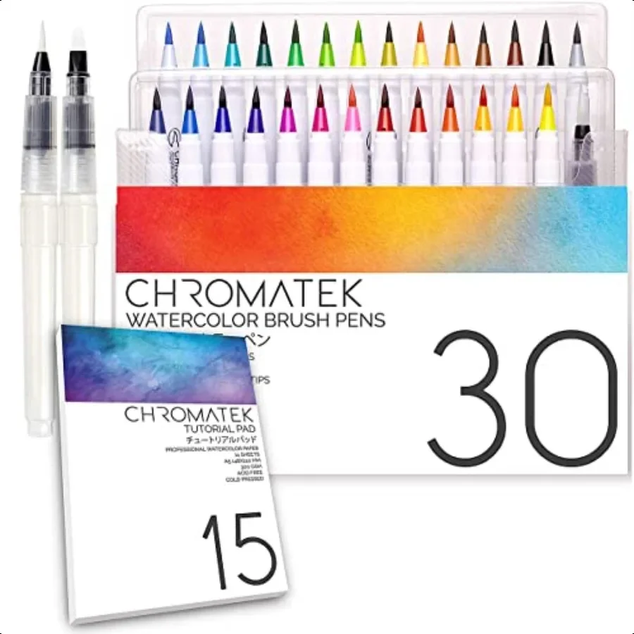 30 Watercolor Brush Pens 15 Page Tutorial Pad and Online Video Series Real Brush Tip Vivid Blendable Profional Artist Quality 2
30 Watercolor Brush Pens 15 Page Tutorial Pad and Online Video Series Real Brush Tip Vivid Blendable Profional Artist Quality 2