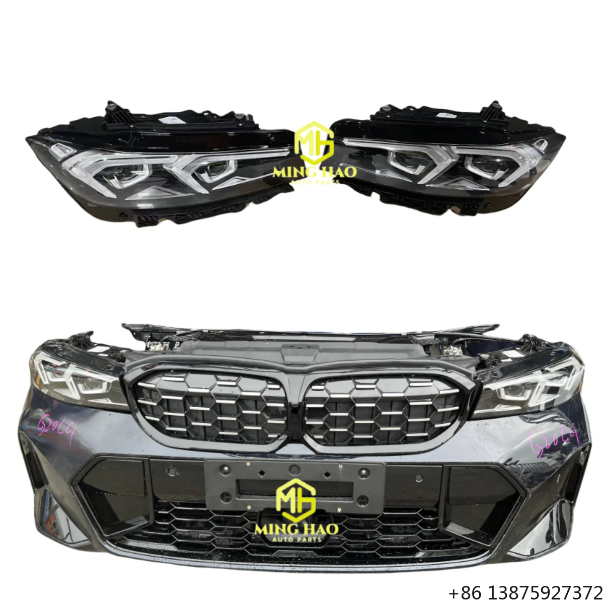 Complete car bumper for 3 Series G20 and G28, plastic bumper, Gersten radiator, headlights, engine hood, fenders
Complete car bumper for 3 Series G20 and G28, plastic bumper, Gersten radiator, headlights, engine hood, fenders