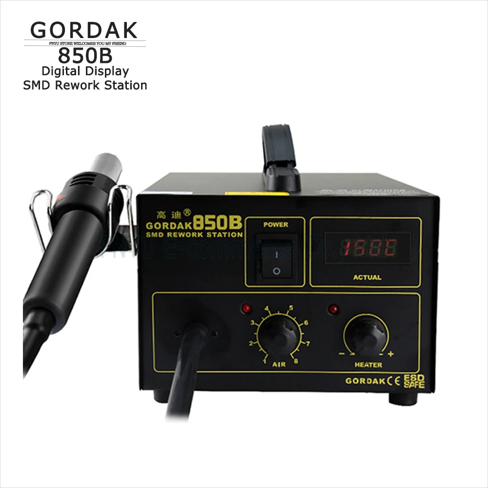 GORDAK 850B Цифровой фен с цифровым дисплеем SMD Паяльная станция BGA Паяльная сварочная станция Бессвинцовая антистатическая нагревательная станция
GORDAK 850B Цифровой фен с цифровым дисплеем SMD Паяльная станция BGA Паяльная сварочная станция Бессвинцовая антистатическая нагревательная станция