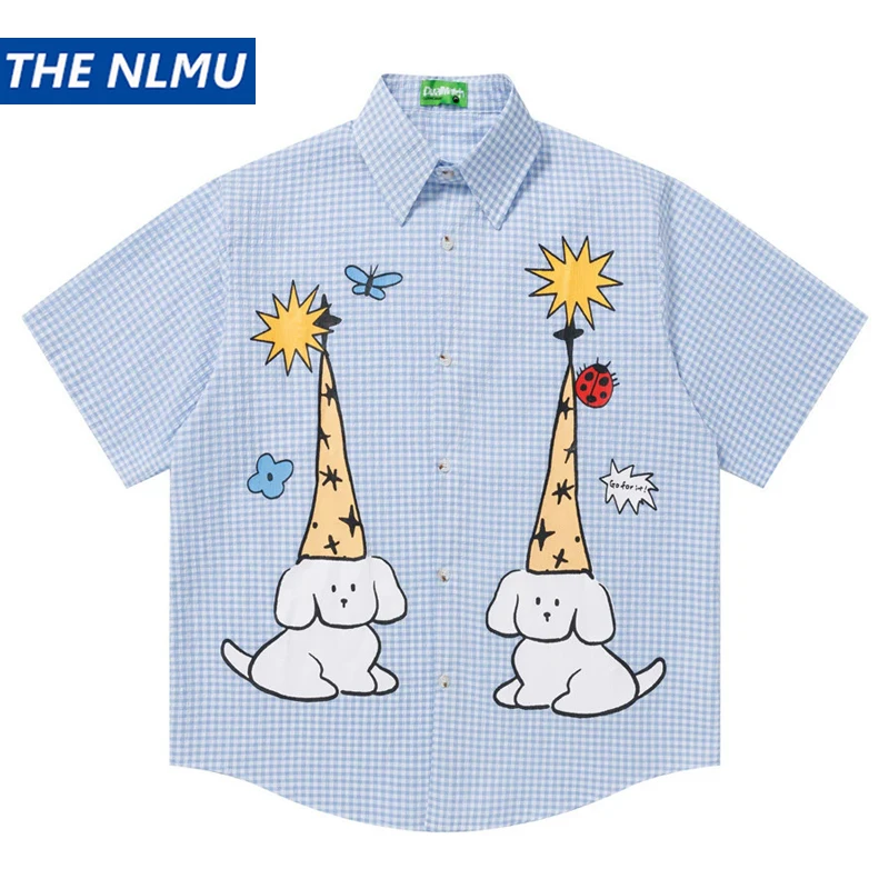 Men Short Sleeve Plaid Shirt Funny Dog Print Loose Shirts Hip Hop Streetwear Casual Summer Top
Men Short Sleeve Plaid Shirt Funny Dog Print Loose Shirts Hip Hop Streetwear Casual Summer Top