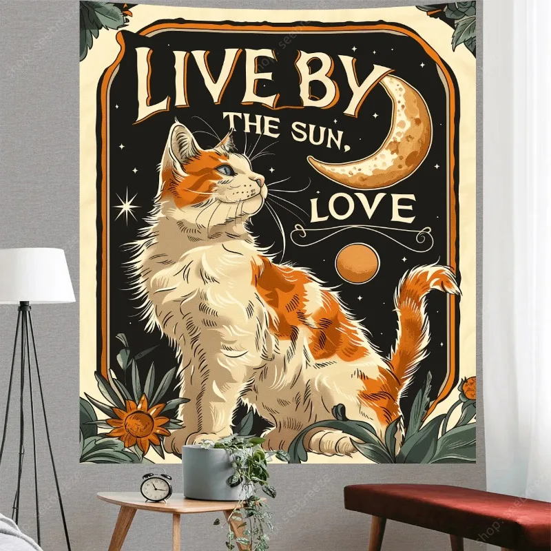 Vintage Tarot Cat Tapestry Wall Hanging Psychedelic Sun Moon Carpets Kawaii Room Decor Aesthetic Home Wall Decor Gift for Friend
Vintage Tarot Cat Tapestry Wall Hanging Psychedelic Sun Moon Carpets Kawaii Room Decor Aesthetic Home Wall Decor Gift for Friend