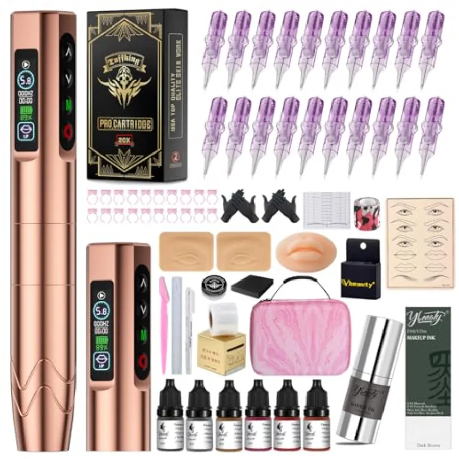 Microblading Kit for Eyebrow Lip Eyeliner Wireless Tattoo Gun with 2 Batteries 20 Needles Rose Gold Professional Semi-Permanent
Microblading Kit for Eyebrow Lip Eyeliner Wireless Tattoo Gun with 2 Batteries 20 Needles Rose Gold Professional Semi-Permanent