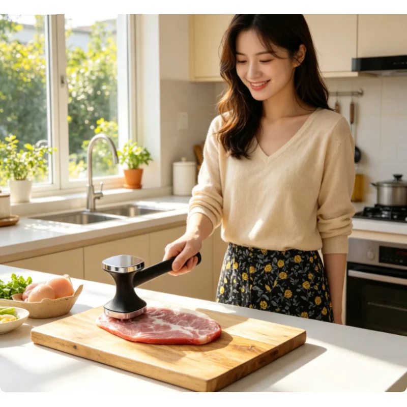 Rubber Grip Stainless Steel Meat Tenderizing Hammer Heavy Duty Effortless Pounding Household Kitchen Accessory
Rubber Grip Stainless Steel Meat Tenderizing Hammer Heavy Duty Effortless Pounding Household Kitchen Accessory