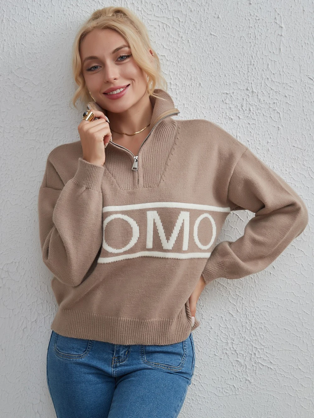 Wixra Women Letter Print Sweater Zipper Full Sleeve Turn-down Collar Loose Pullover Casual Autumn Winter Knitwear
Wixra Women Letter Print Sweater Zipper Full Sleeve Turn-down Collar Loose Pullover Casual Autumn Winter Knitwear