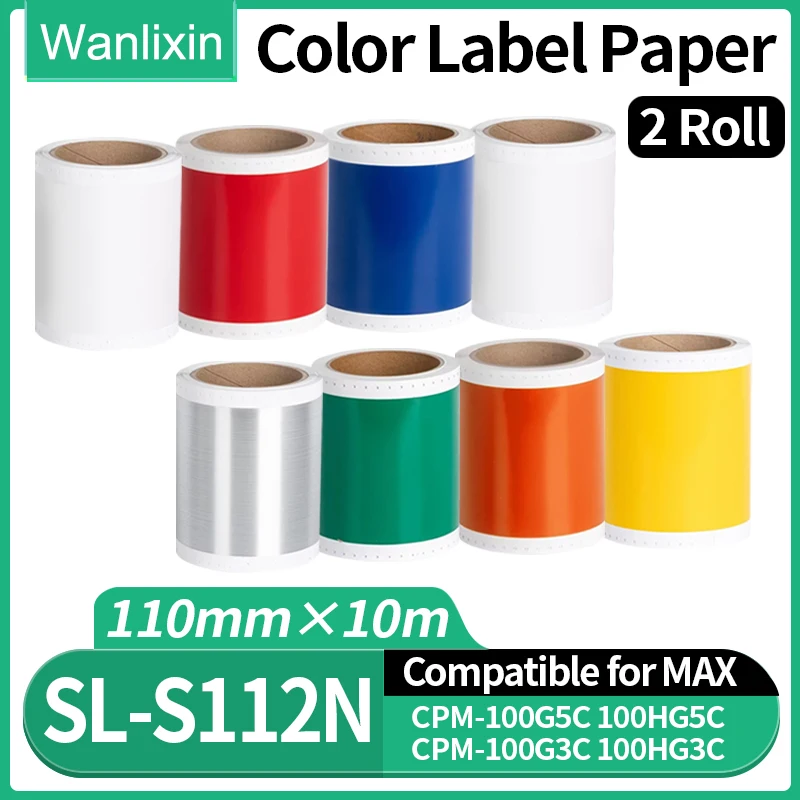2 Roll Color Label sticker SL-S112N SL-S113N For MAX CPM-100G3C CPM-100HG3C CPM-100HG5 100G5 CPM-100HG5C Label Printer paster
2 Roll Color Label sticker SL-S112N SL-S113N For MAX CPM-100G3C CPM-100HG3C CPM-100HG5 100G5 CPM-100HG5C Label Printer paster