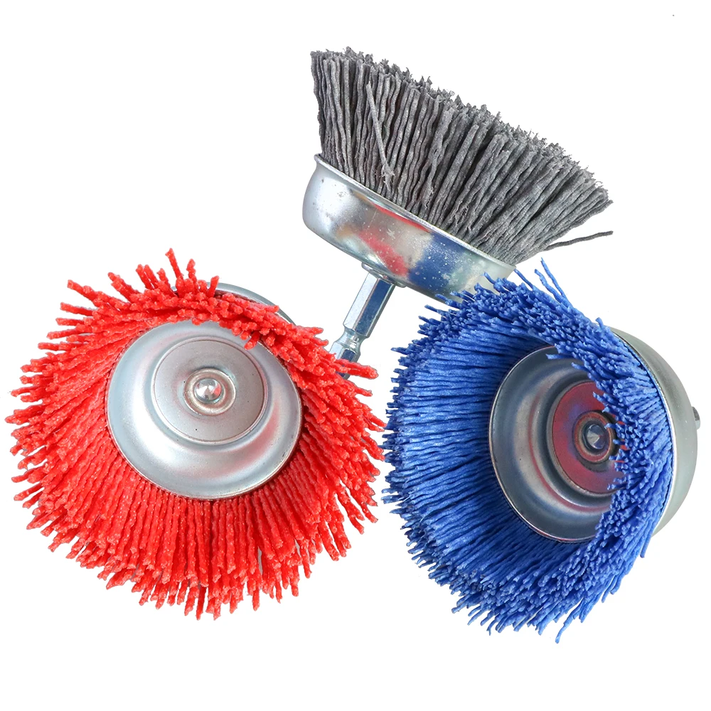 3 Inch Nylon Abrasive Wire Cup Brush Wheel Brush 1/4" shank for Drill Cleaning Polishing wood Deburring and Removing
3 Inch Nylon Abrasive Wire Cup Brush Wheel Brush 1/4" shank for Drill Cleaning Polishing wood Deburring and Removing