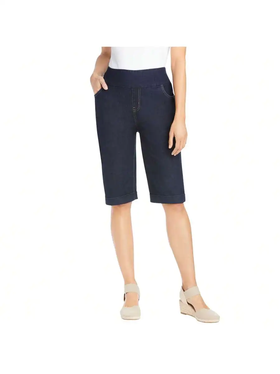 Women Stretch Denim Pull-On Elastic Waist Shorts Casual Knee Length
Women Stretch Denim Pull-On Elastic Waist Shorts Casual Knee Length