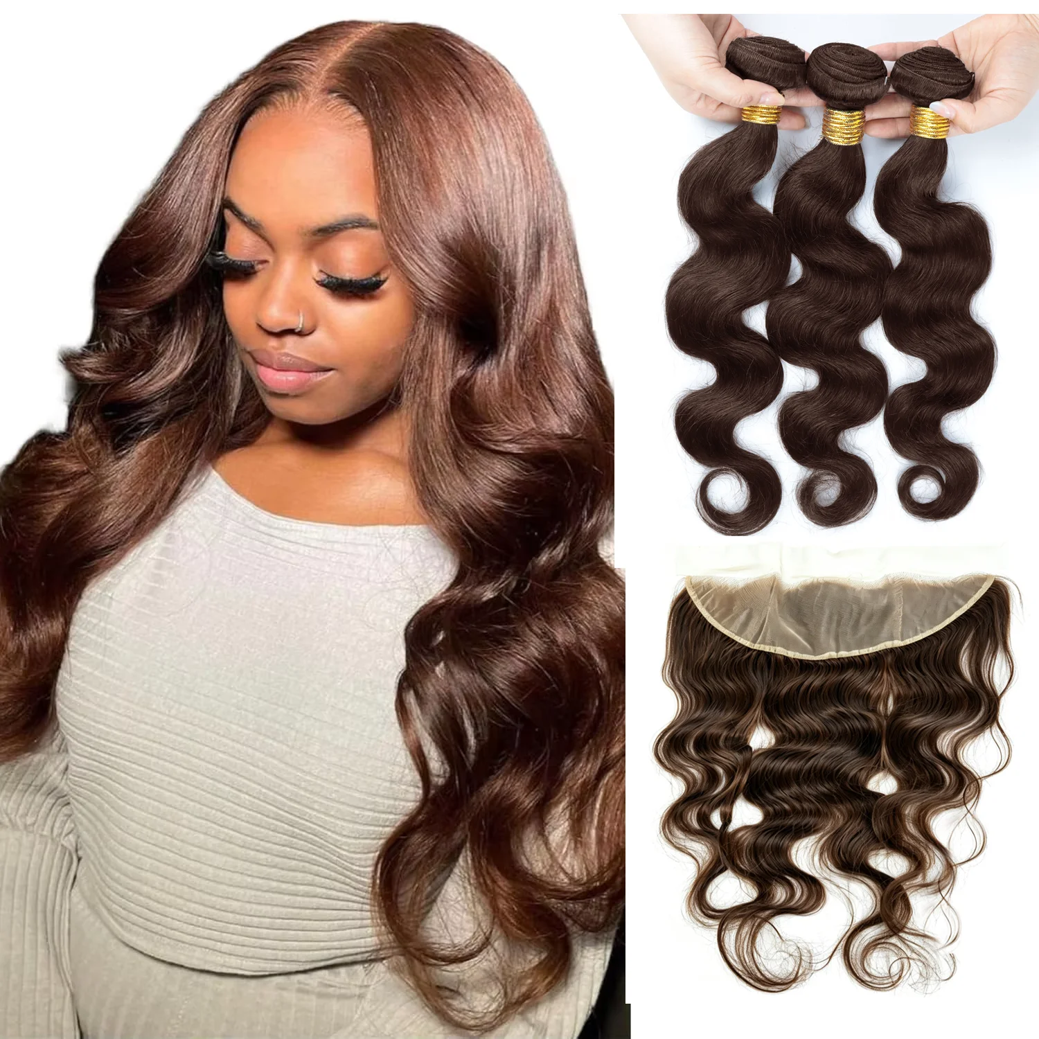 30 32 Inch Chocolate Brown Bundles with Frontal Body Wave Human Hair #4 Dark Brown Bundles with Closure Frontal For Extensions
30 32 Inch Chocolate Brown Bundles with Frontal Body Wave Human Hair #4 Dark Brown Bundles with Closure Frontal For Extensions