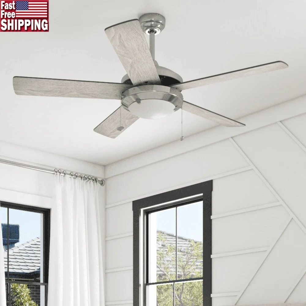 52 Inch Indoor Ceiling Fan with Light Pull Chain Control Reversible Blades Quiet Motor For Large Rooms 400 sq ft
52 Inch Indoor Ceiling Fan with Light Pull Chain Control Reversible Blades Quiet Motor For Large Rooms 400 sq ft