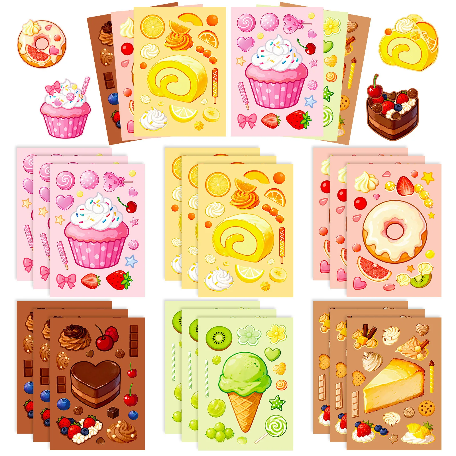 New 6 sheets/pack dessert puzzle stickers fun stickers creative DIY material face stickers
New 6 sheets/pack dessert puzzle stickers fun stickers creative DIY material face stickers