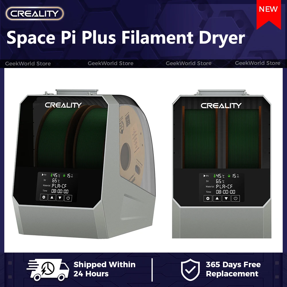 Creality Space Pi Filament Dryer Plus 2 Spools Upgraded 3D Printer 2 Rolls 360° Hot-air Heating 0-48h Adjust Temperature 45℃-70
Creality Space Pi Filament Dryer Plus 2 Spools Upgraded 3D Printer 2 Rolls 360° Hot-air Heating 0-48h Adjust Temperature 45℃-70