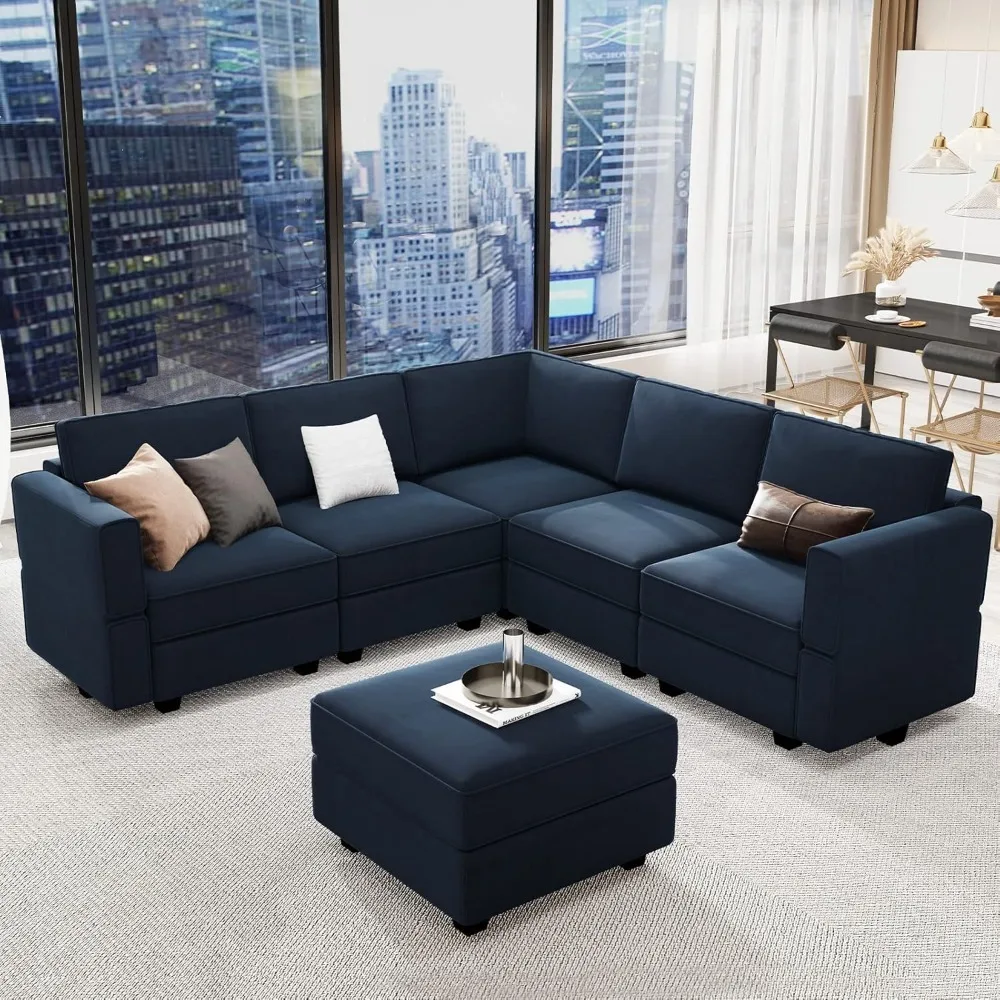 Modular Sectional Sofa with Storage Seats Velvet L Shaped Corner Couch Convertible Sectional Sofa with Chaise, Customized