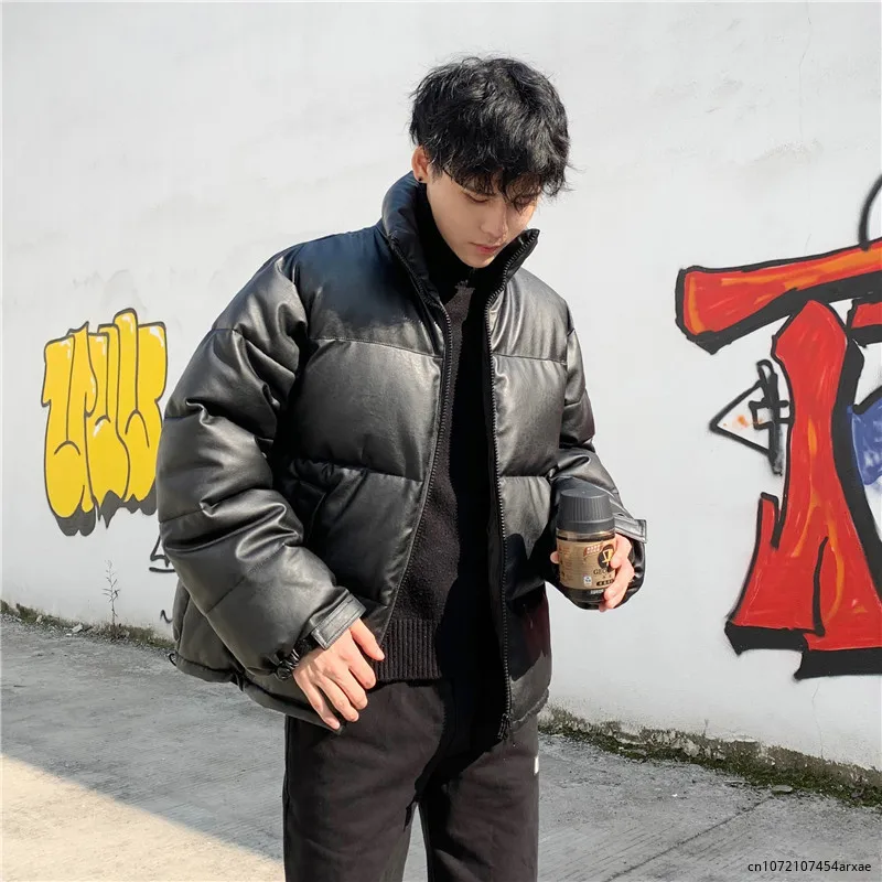 Cotton-padded Men's PU Faux Leather Jacket Casual Slim Bomber Jacket Men Warm Parka Mens Winter Puffy Jackets and Coats
Cotton-padded Men's PU Faux Leather Jacket Casual Slim Bomber Jacket Men Warm Parka Mens Winter Puffy Jackets and Coats