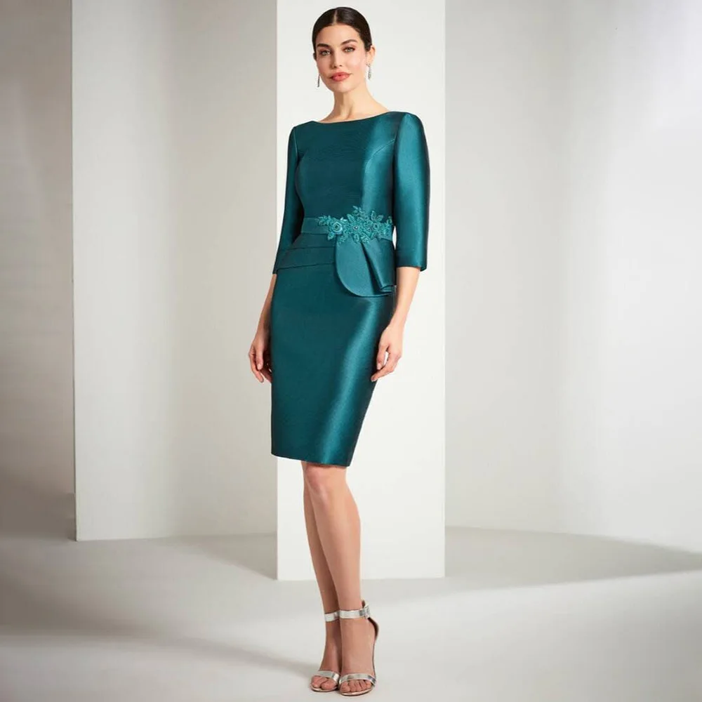 Green Satin Wedding Guest Dress for Woman Sheath/Column Knee Length Mother of the Bride Dress Short 3/4 Sleeves Short Party Gown
Green Satin Wedding Guest Dress for Woman Sheath/Column Knee Length Mother of the Bride Dress Short 3/4 Sleeves Short Party Gown
