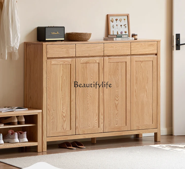 Solid wood shoe cabinet household door large capacity oak door storage cabinet
Solid wood shoe cabinet household door large capacity oak door storage cabinet