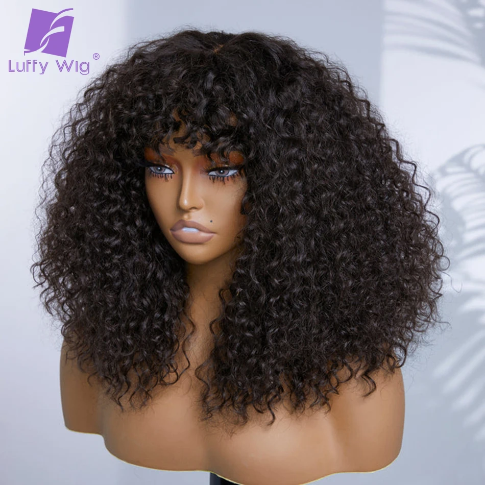 Bouncy Curl Wig With Bangs 200% Density Human Hair Wig Glueless Wig Natural Black for Women Realistic Look with True Scalp
Bouncy Curl Wig With Bangs 200% Density Human Hair Wig Glueless Wig Natural Black for Women Realistic Look with True Scalp
