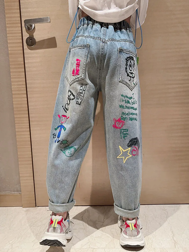 Spring Faion Denim Jeans fiti Print Harlan Pants Long Trousers for Girls Big Kids New 2024 Sle Junior High School Girls
Spring Faion Denim Jeans fiti Print Harlan Pants Long Trousers for Girls Big Kids New 2024 Sle Junior High School Girls