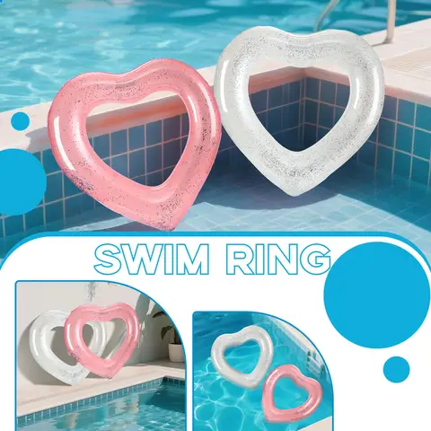 Swimming Circle With Heart Sequin Ball Pool Float Pet Inflatable Mattress Swimming Circle Children's Swimming Circle