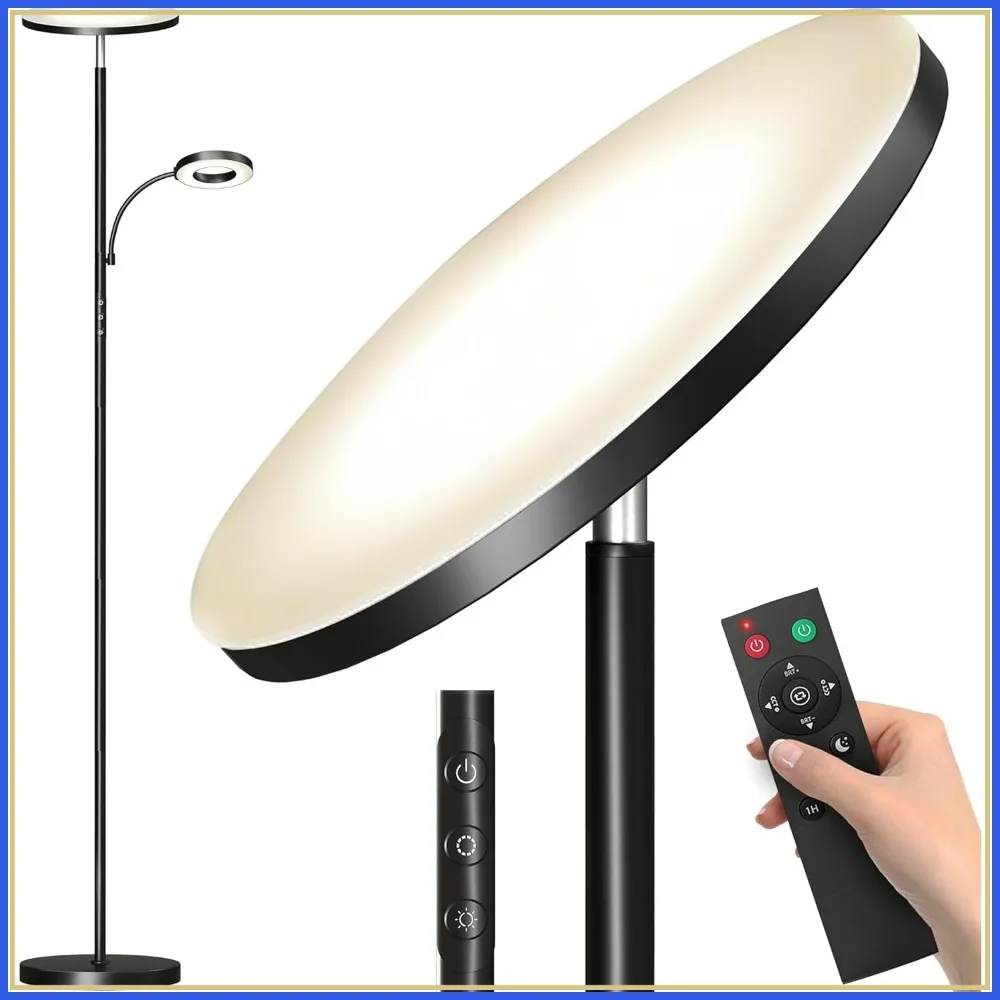 Super Bright LED Floor Lamp, 42W 4000LM Dimmable Standing Light for Living Room Bedroom, Remote & Touch Control
Super Bright LED Floor Lamp, 42W 4000LM Dimmable Standing Light for Living Room Bedroom, Remote & Touch Control