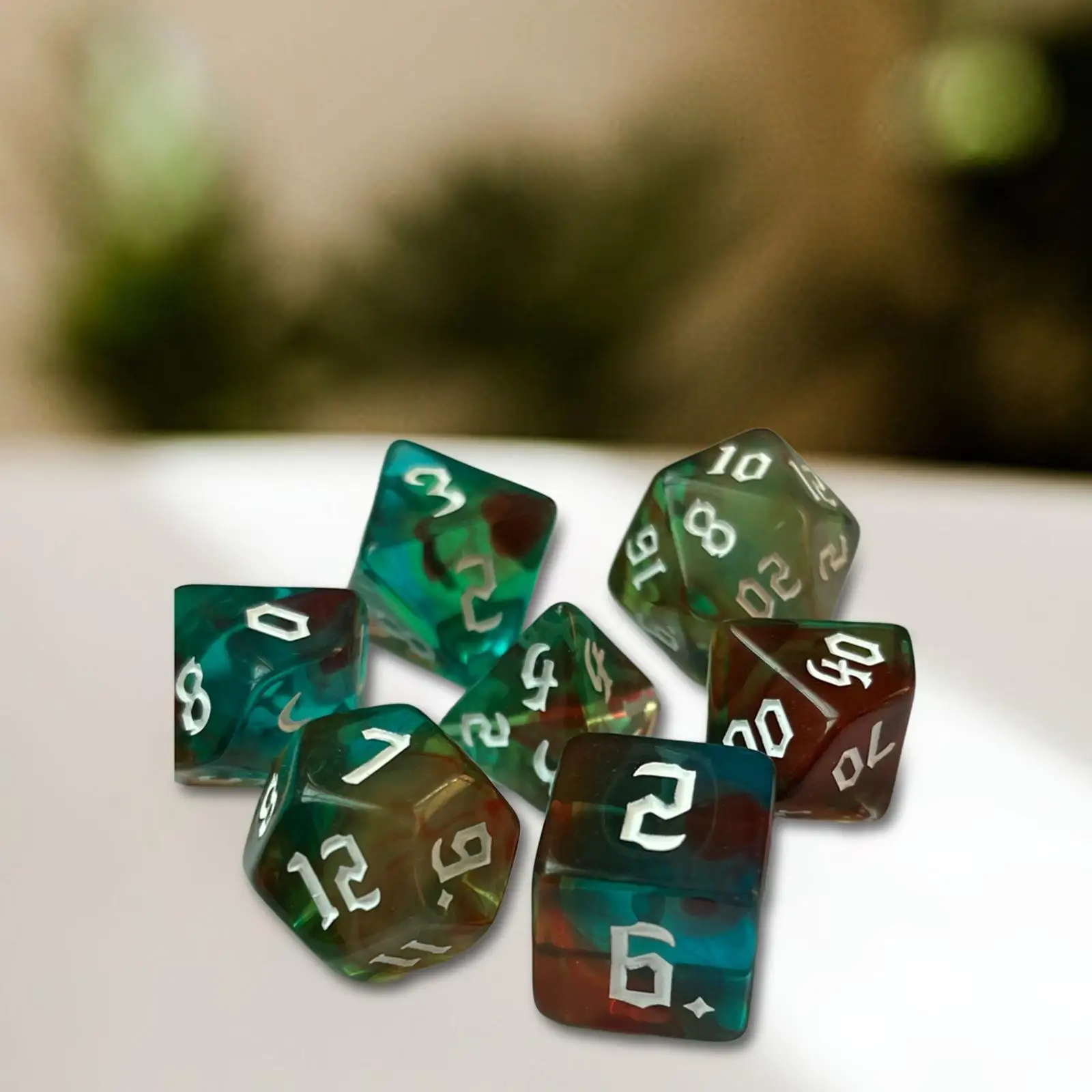 Set of 7 Polyhedral Dice in Colors for Board Games and Math Activities with Large Numbers
Set of 7 Polyhedral Dice in Colors for Board Games and Math Activities with Large Numbers