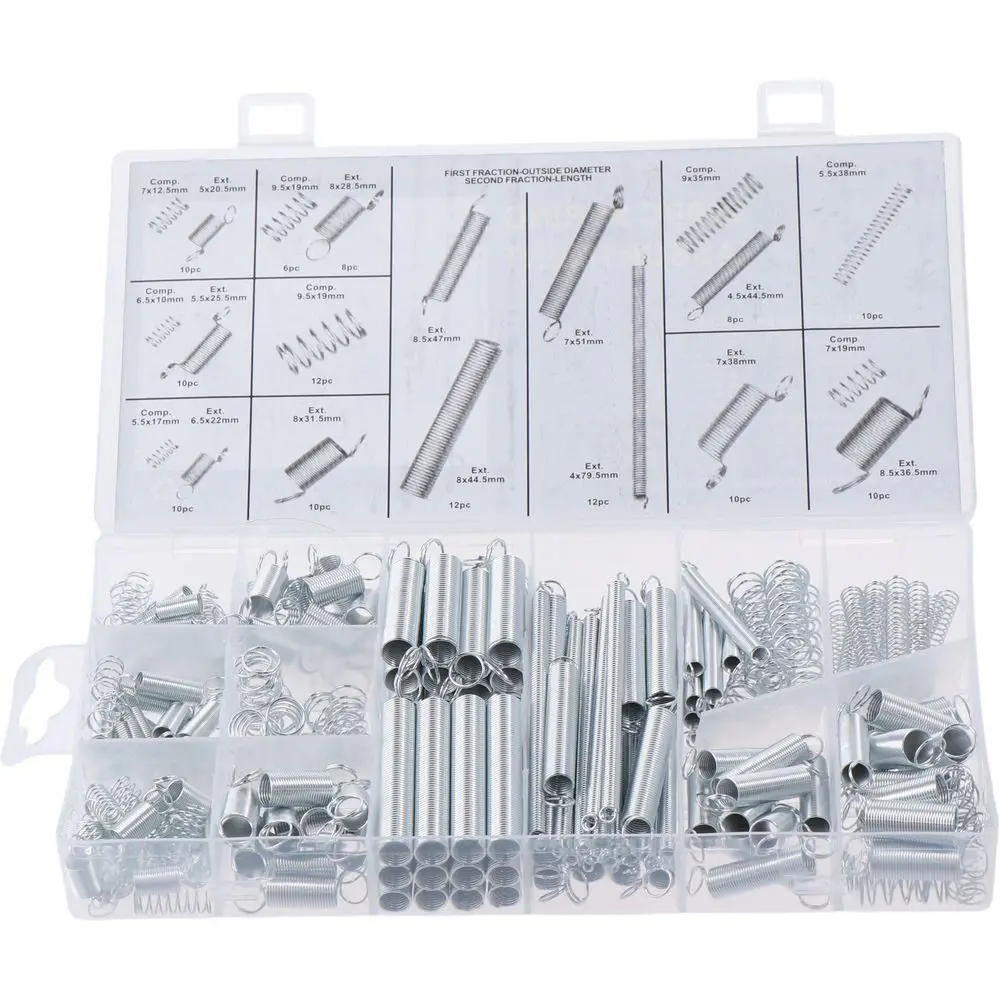 200PCS Mixed Size Compression Spring Kit Stainless Steel Boxed Assortment Spring Set Repair Tool Silver Tension Spring Kit
200PCS Mixed Size Compression Spring Kit Stainless Steel Boxed Assortment Spring Set Repair Tool Silver Tension Spring Kit