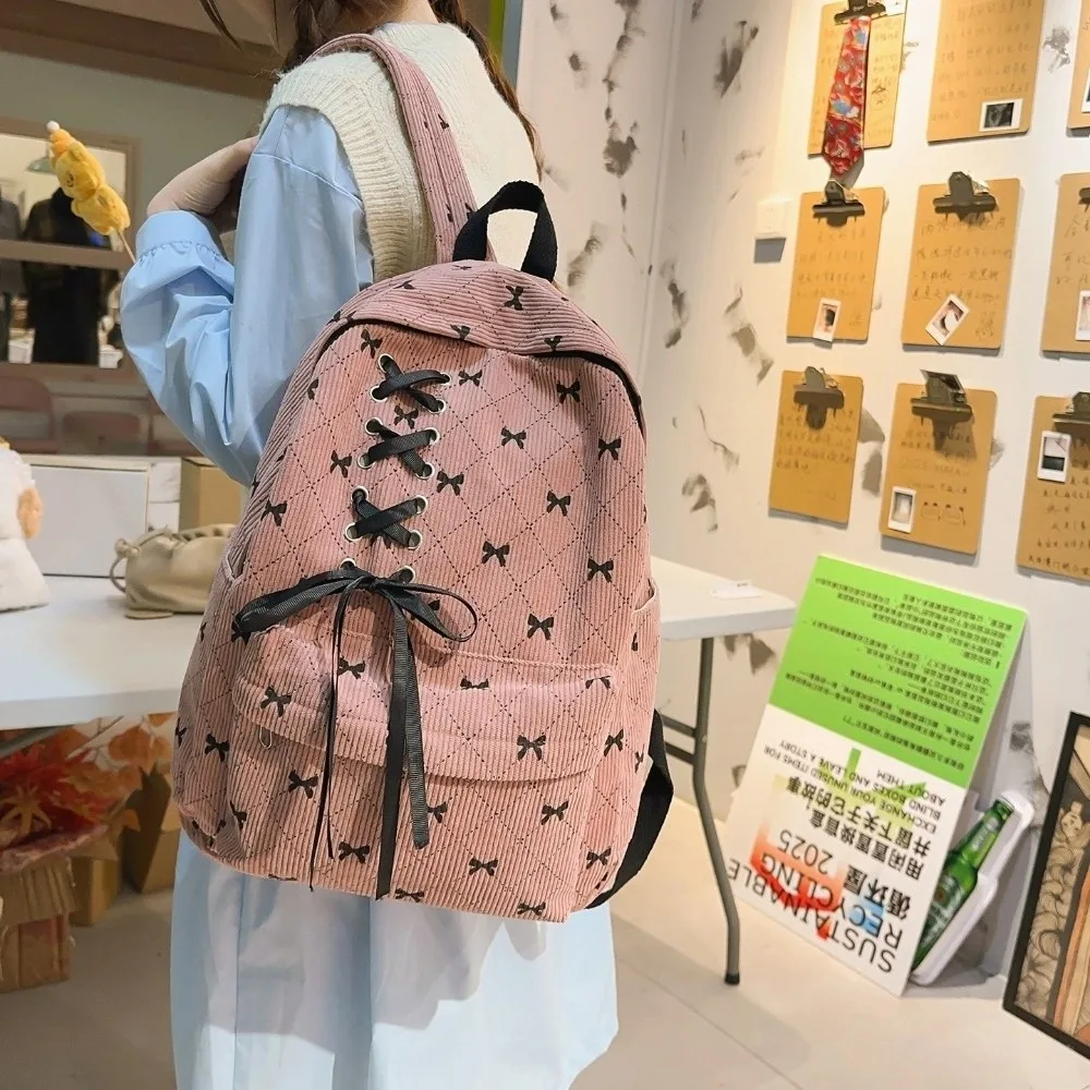 Sweet Large Capacity Corduroy Bow Backpack Lightweight Adjustable Strap Double Shoulder Bag Korean Style Bow Bag Students
Sweet Large Capacity Corduroy Bow Backpack Lightweight Adjustable Strap Double Shoulder Bag Korean Style Bow Bag Students