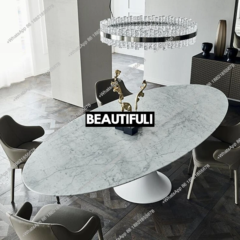 Natural marble oval dining table marble Italian modern light luxury
Natural marble oval dining table marble Italian modern light luxury