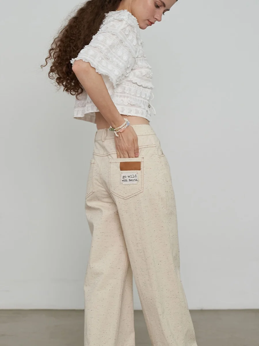 Retrii GoWild, цветные джинсы ручной работы в горошек с веревочным узлом, кожаная бирка, свободный крой, джинсы на талии, светло-бежевые женские модные джинсы
Retrii GoWild, цветные джинсы ручной работы в горошек с веревочным узлом, кожаная бирка, свободный крой, джинсы на талии, светло-бежевые женские модные джинсы